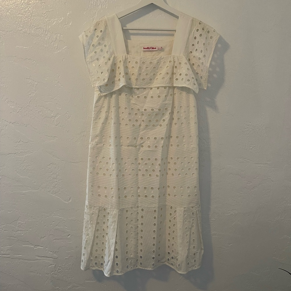 See By Chloe White Eyelet Dress